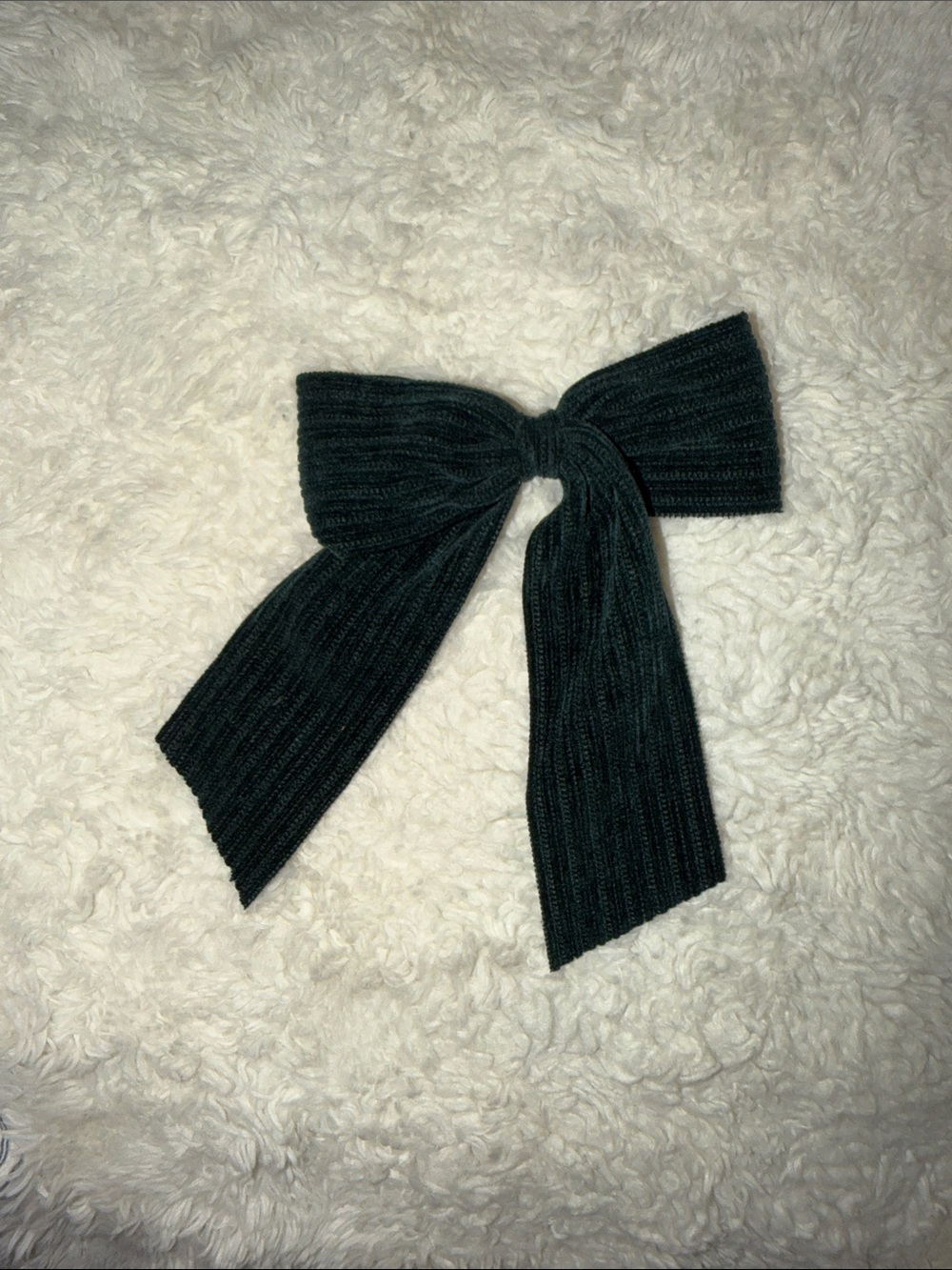 Green Ribbed Knit Bow Hair Scarf - Classic Women’s Accessory